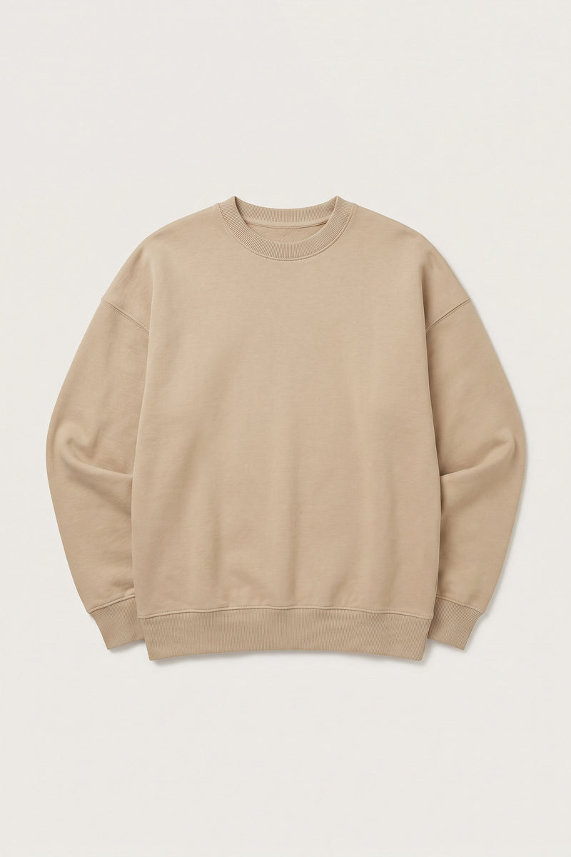 Vik sweatshirt i sand — liggande produktbild