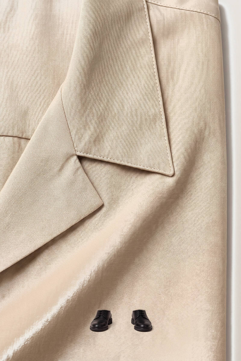 Birger skjorta i sand — tygdetalj