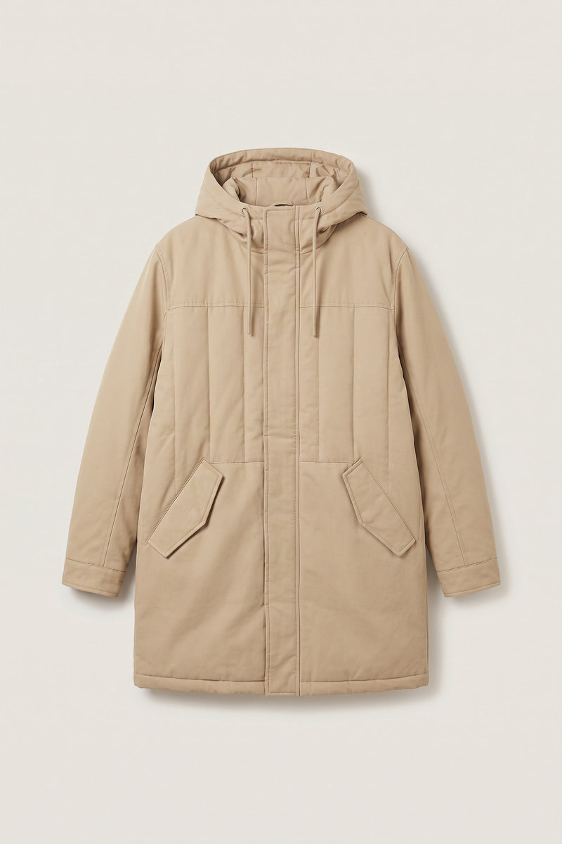Gustav parka i sand — liggande produktbild