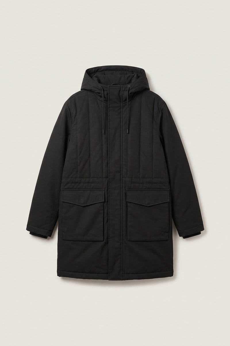 Gustav parka i svart — liggande produktbild