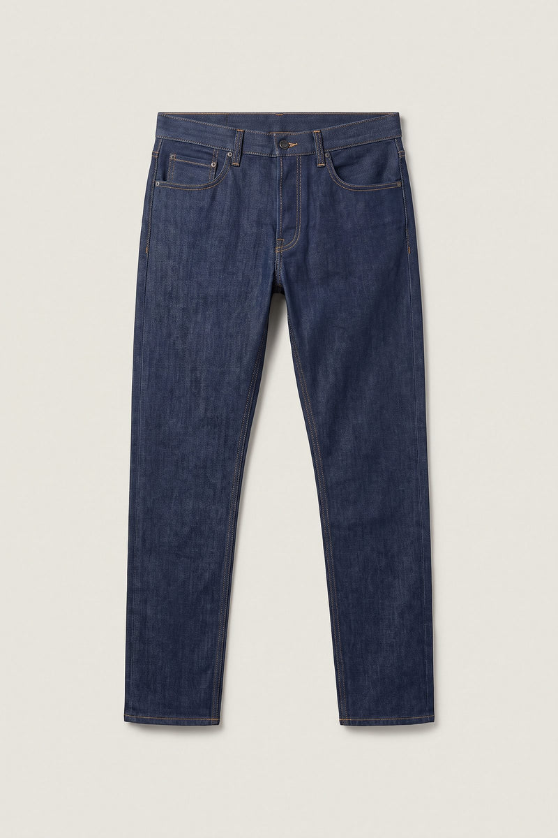 Hjalmar jeans i marin — liggande produktbild