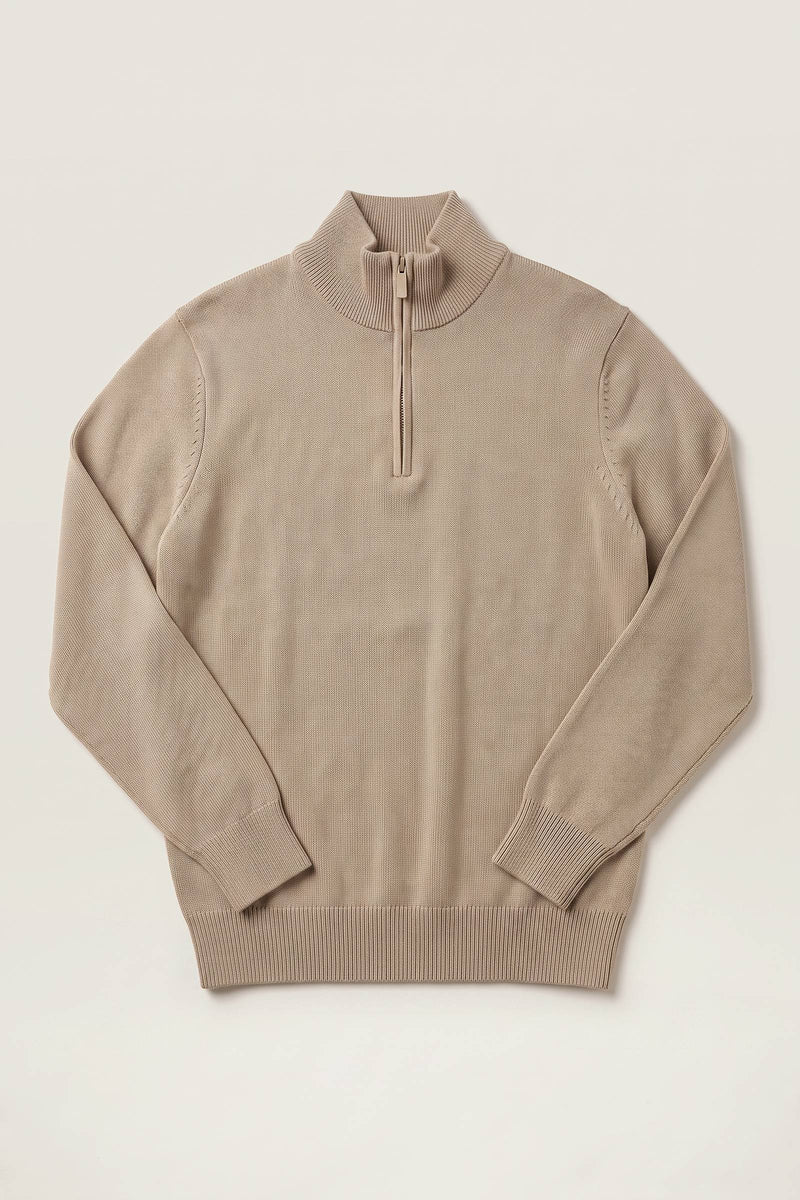 Lund half zip i beige — liggende produktbillede
