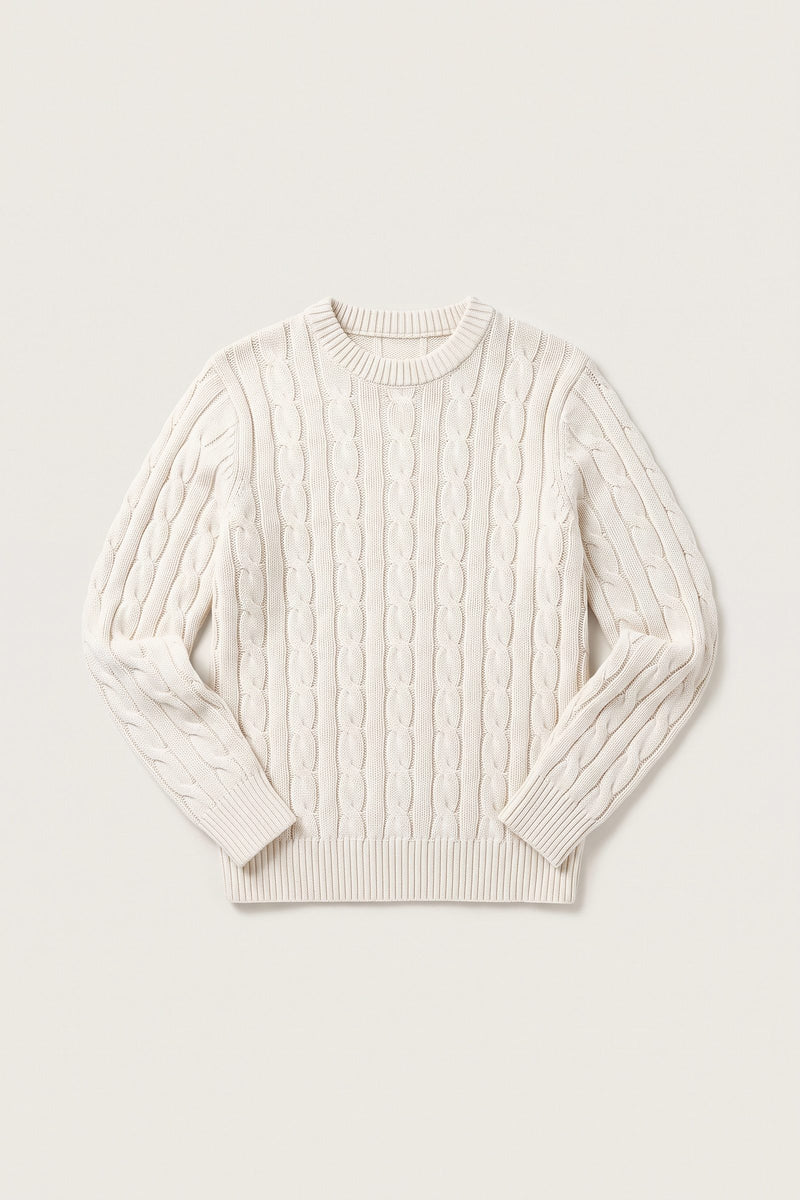 Malte tröja i off-white — liggande produktbild